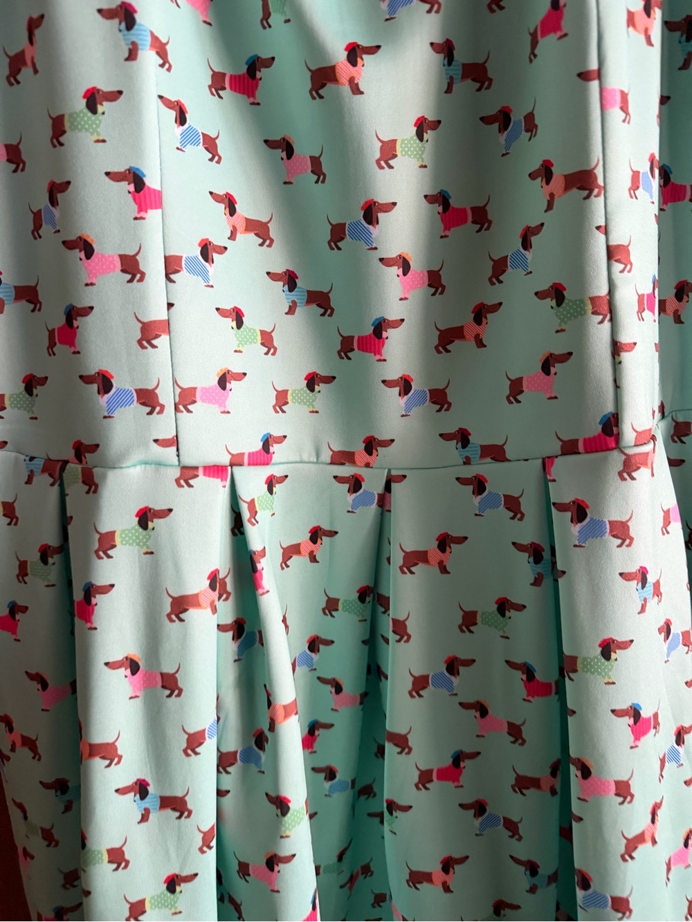 Modcloth Retro Mint Dachshund Print Fit & Flare Dress xl - Picture 5 of 7